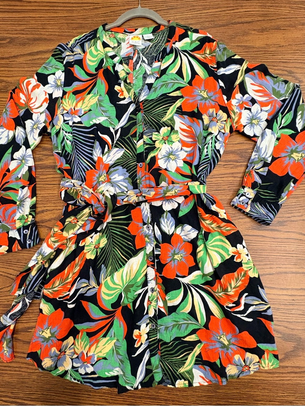 Tropical Vacation Floral Hawaiian Shirtdress Coverup